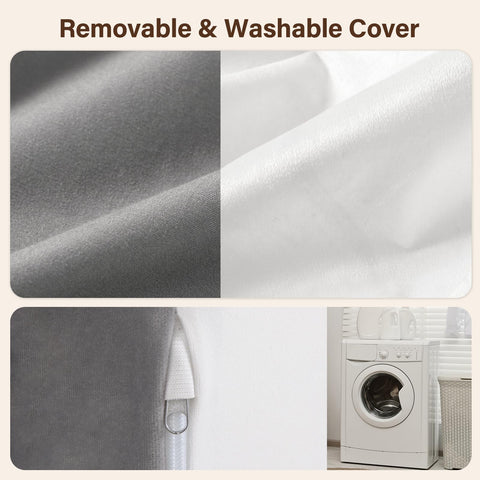 Vekkia removable cover zipper view highlighting machine-washable fabric for simple cleaning