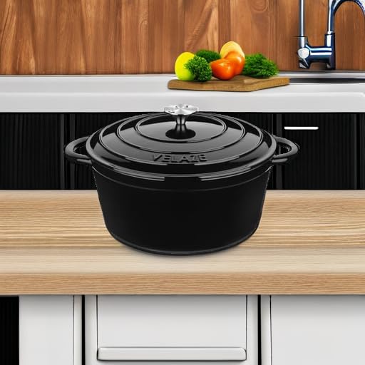 Velaze dutch oven roasting in oven with vegetables — even oven-safe cooking