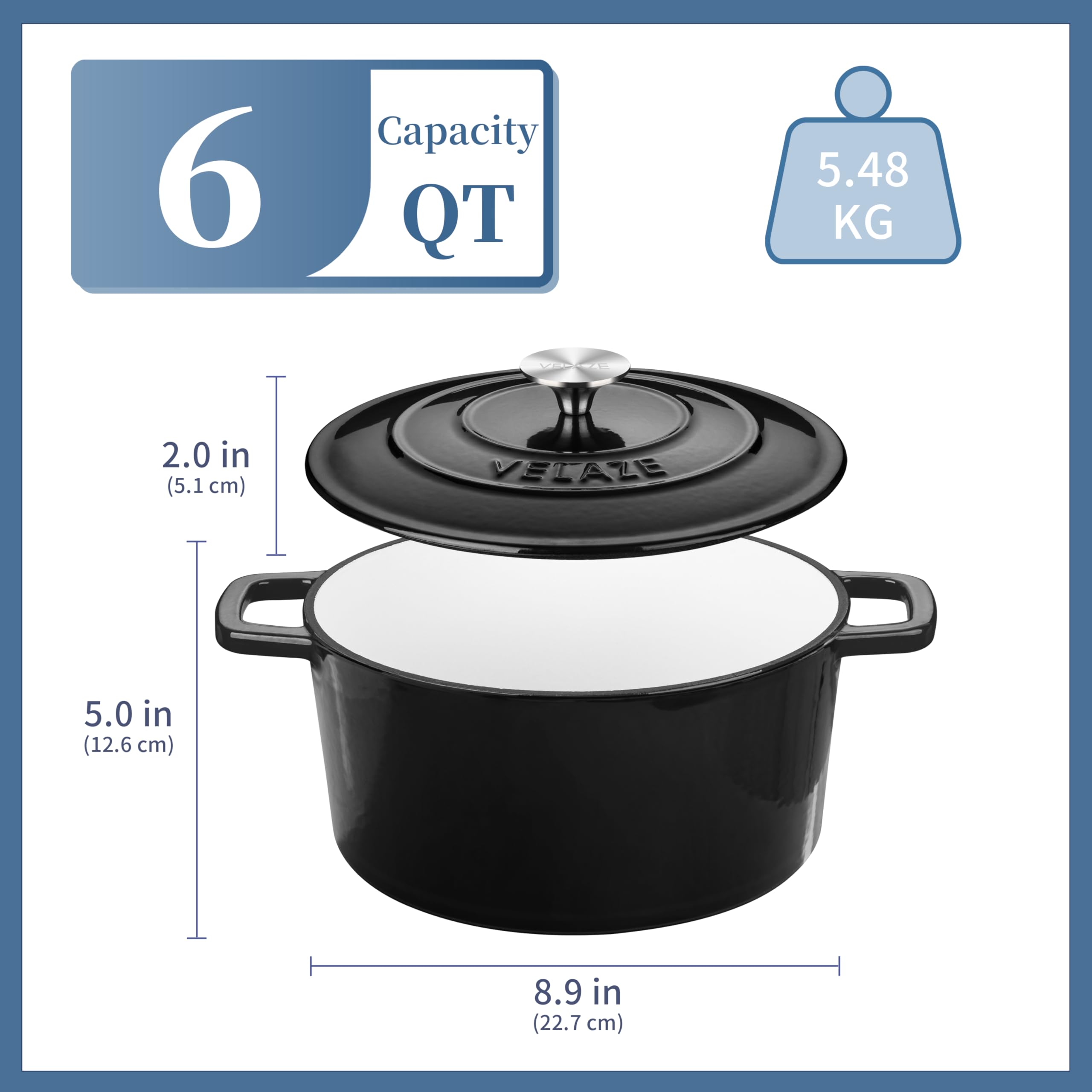 Velaze Dutch oven on stovetop searing meat showing even heat and browning benefit