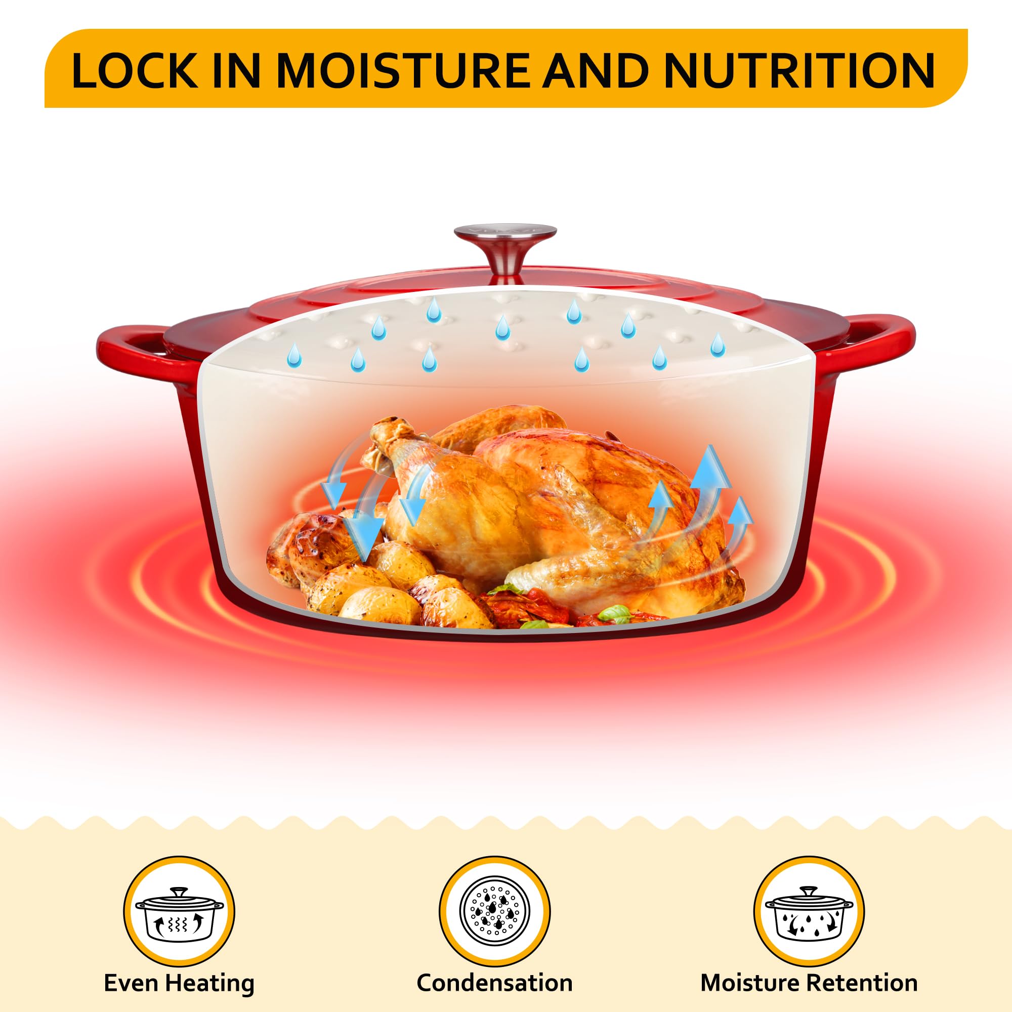 Velaze on gas stovetop searing meat showing even heat distribution benefit