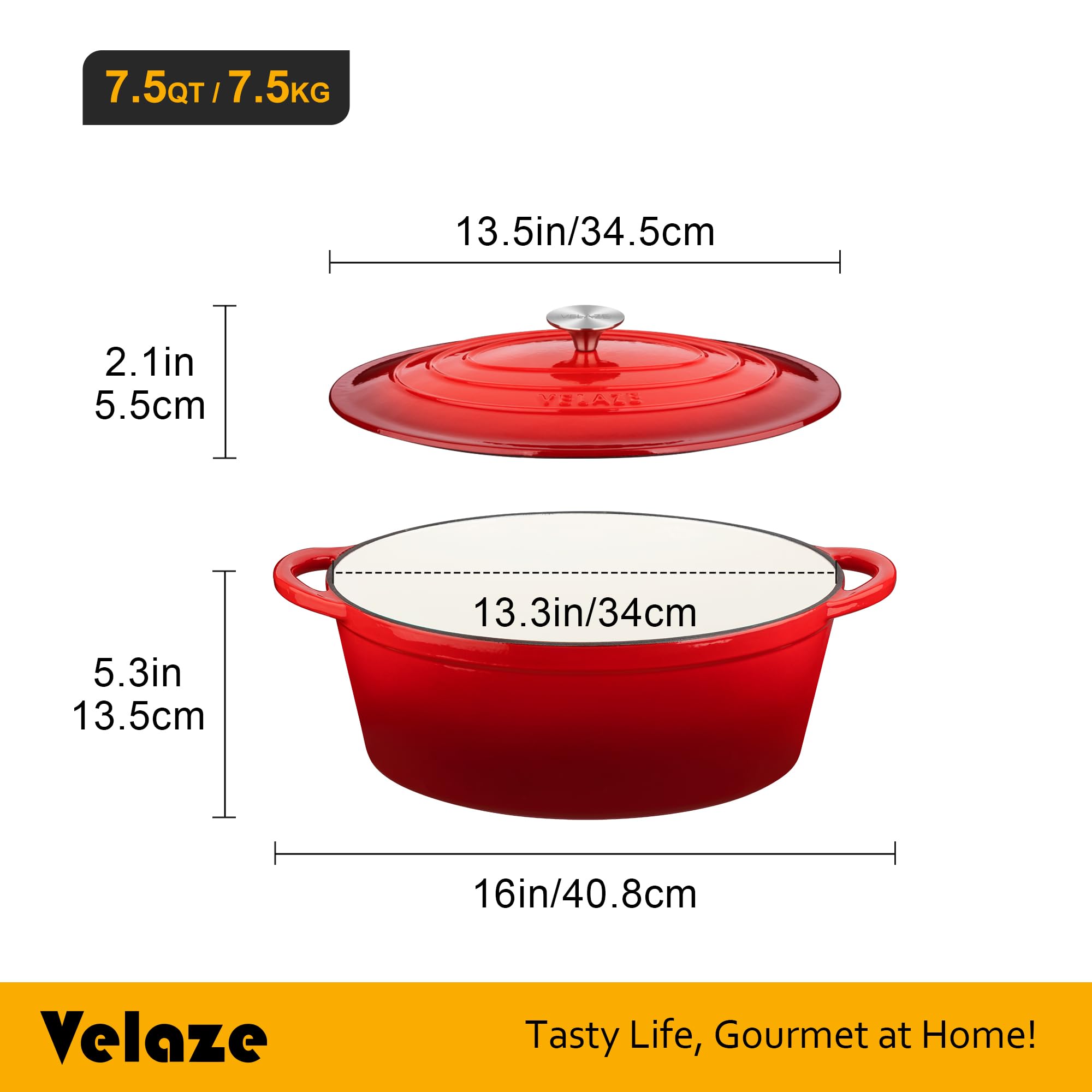 Velaze size comparison with common kitchen items showing 7.5 quart capacity clarity