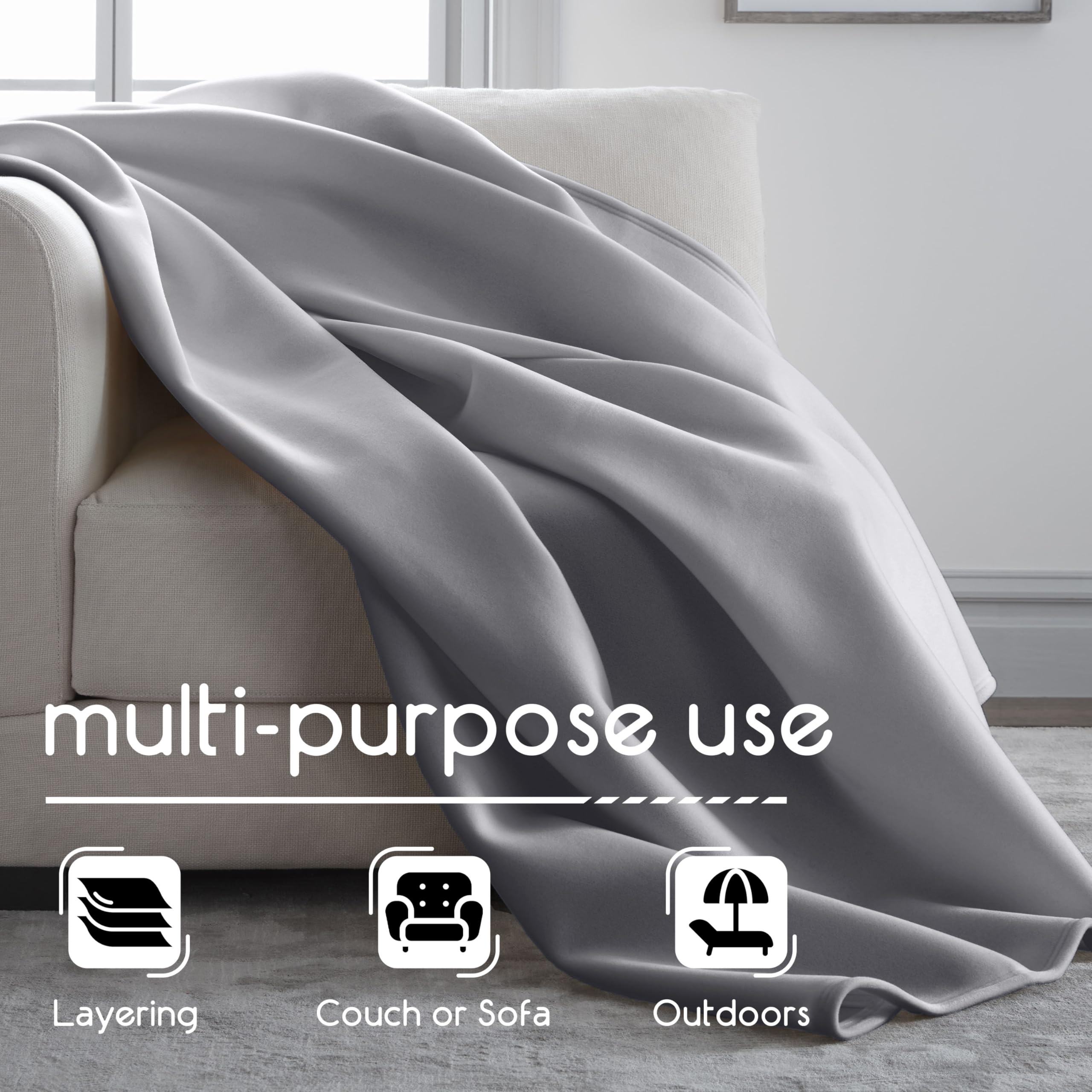 Vellux size comparison on bed illustrating the 90x90 full/queen coverage advantage