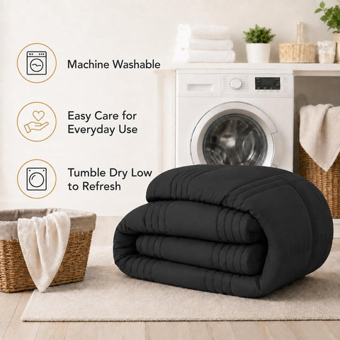 Velorose size comparison showing queen comforter proportions on a standard mattress