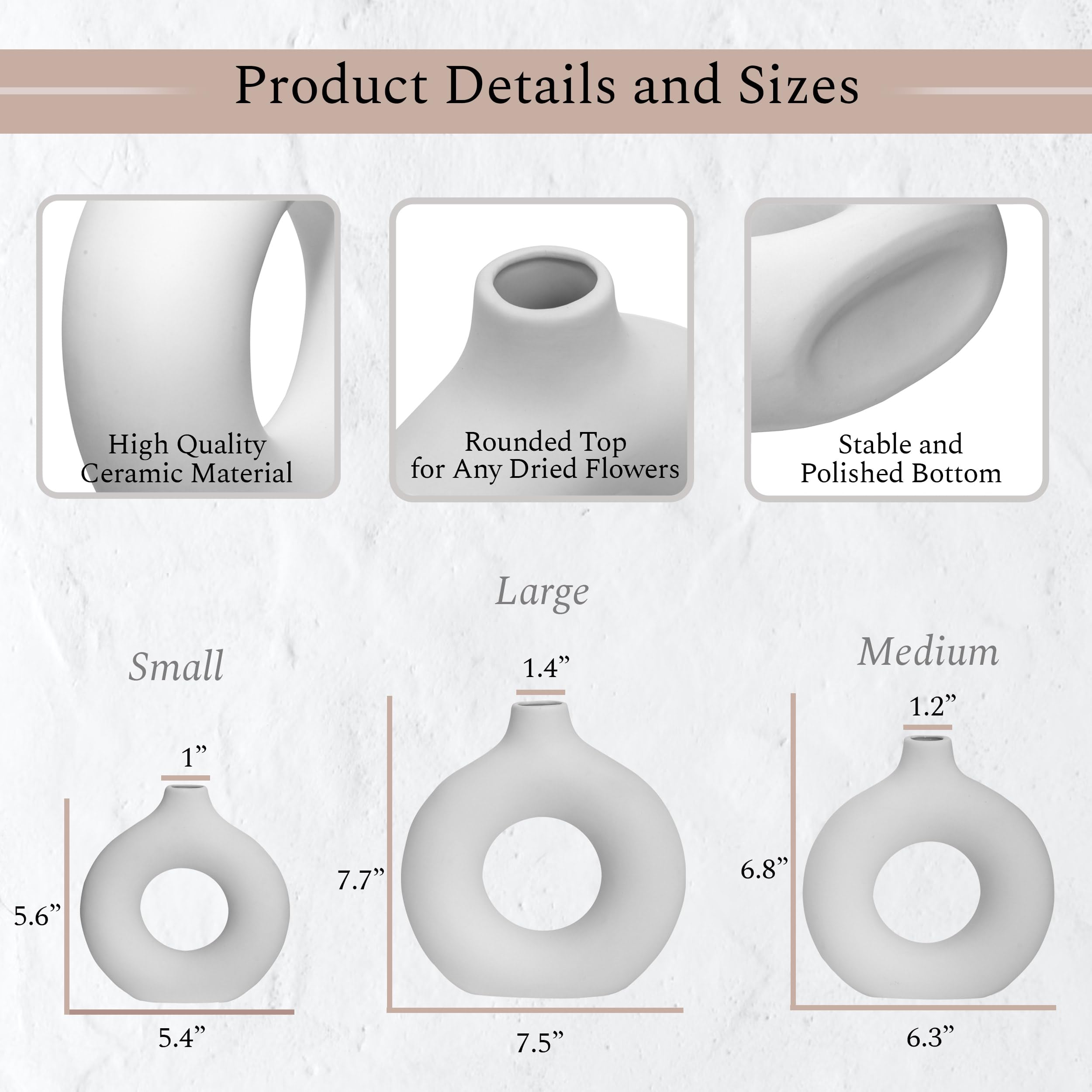 VELOVA ceramic vase closeup texture highlighting smooth matte finish benefit