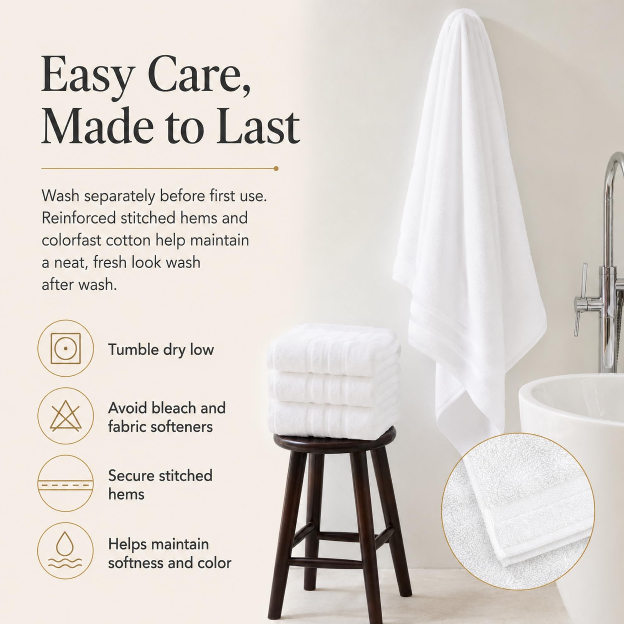 Velqora towel hanging in bathroom showing clean look and comfort