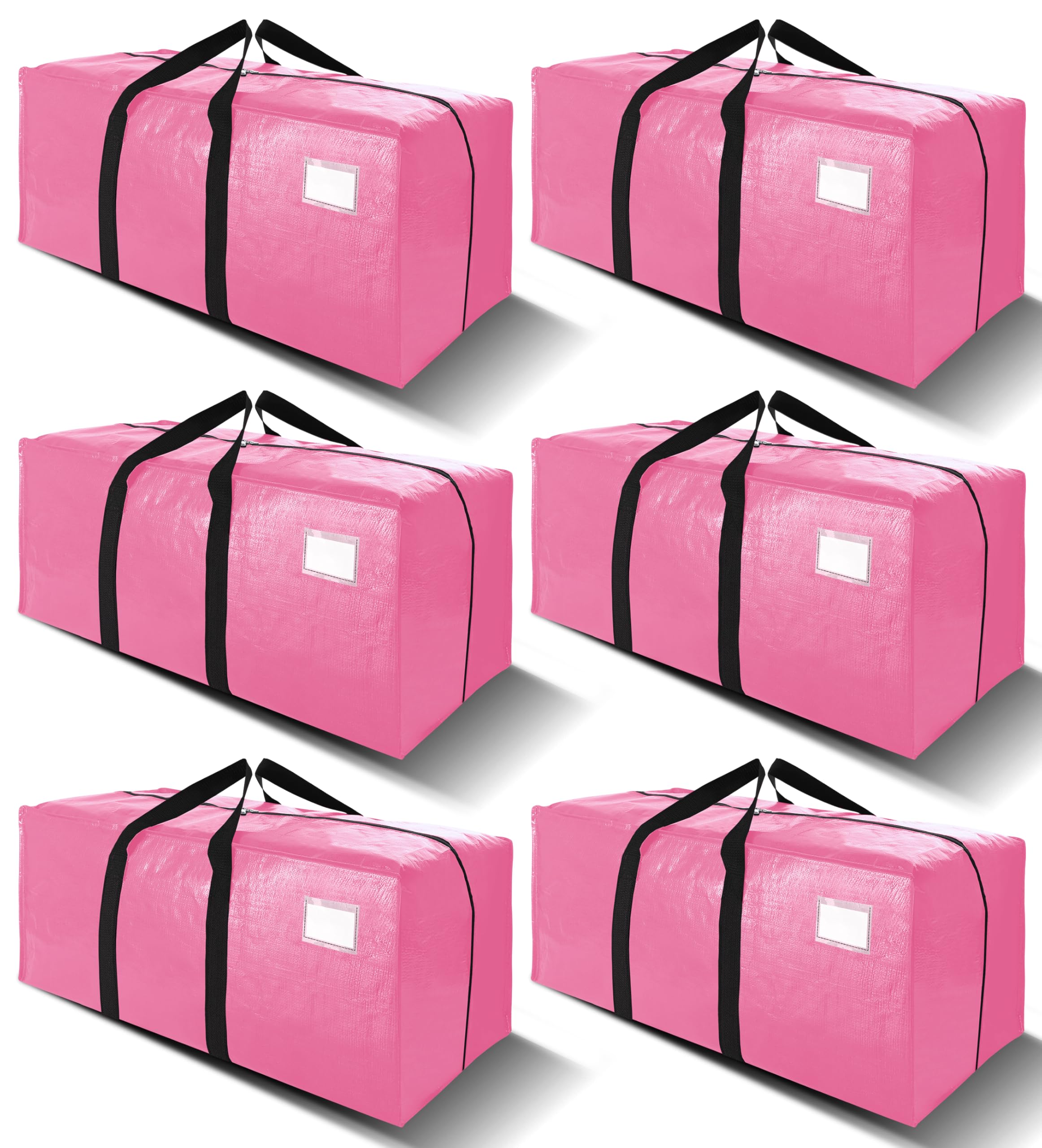 VELVETSURE front view showing six pink bags and storage benefit