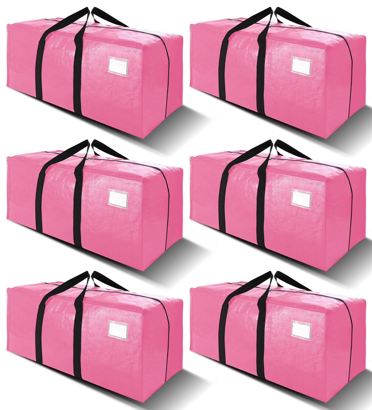 VELVETSURE front view showing six pink bags and storage benefit