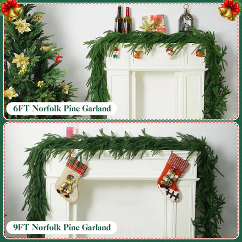 Vemander garland beside measuring tape verifies true 9-foot length for planning