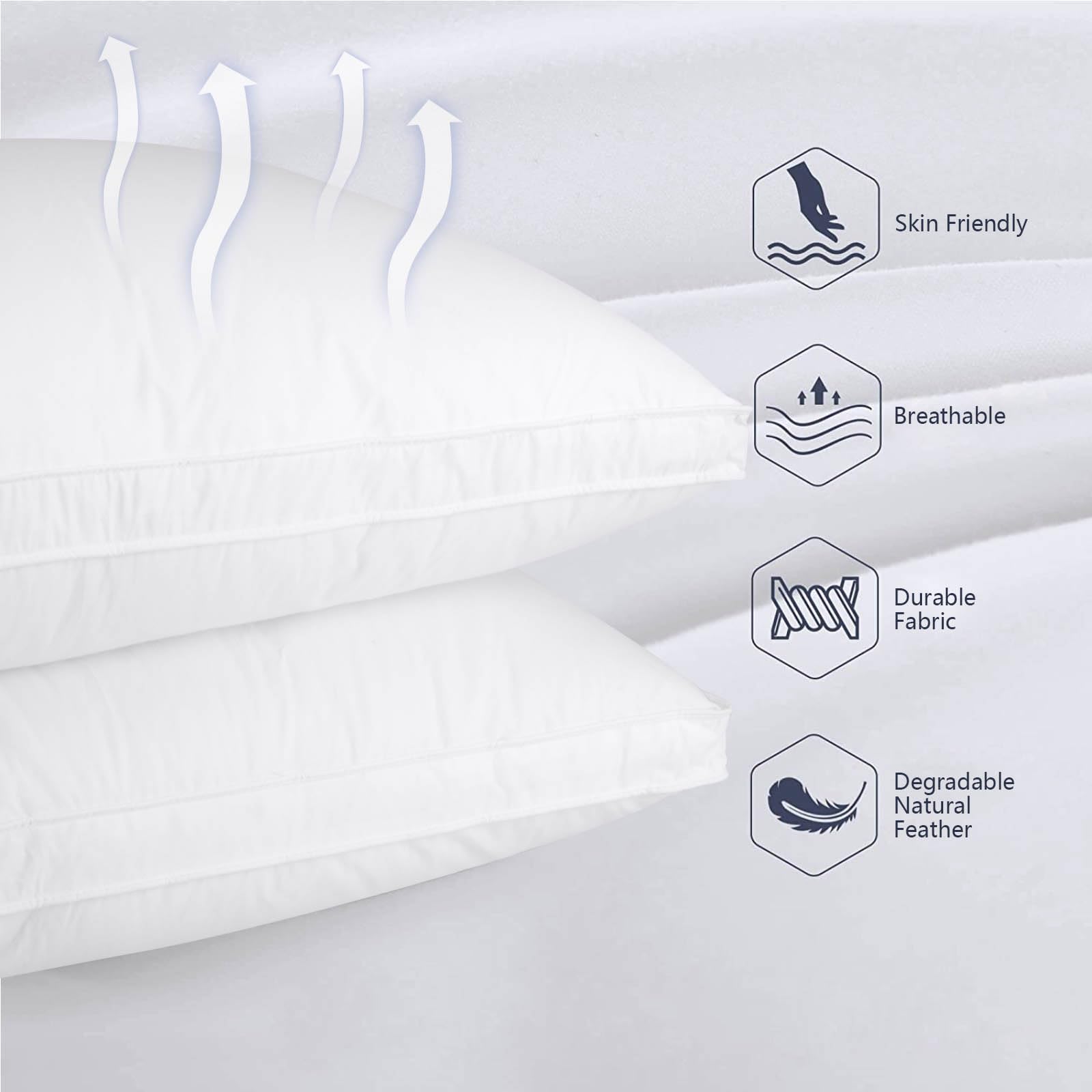 Vendare close-up of cotton cover texture for breathable, down-proof comfort