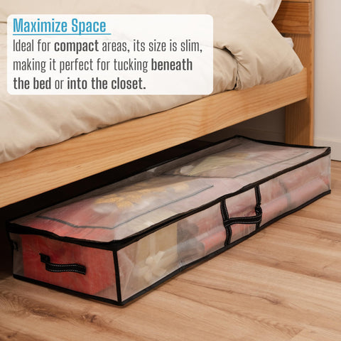 VENO filled with 40-inch rolls and gift bags showing organized, wrinkle-free storage