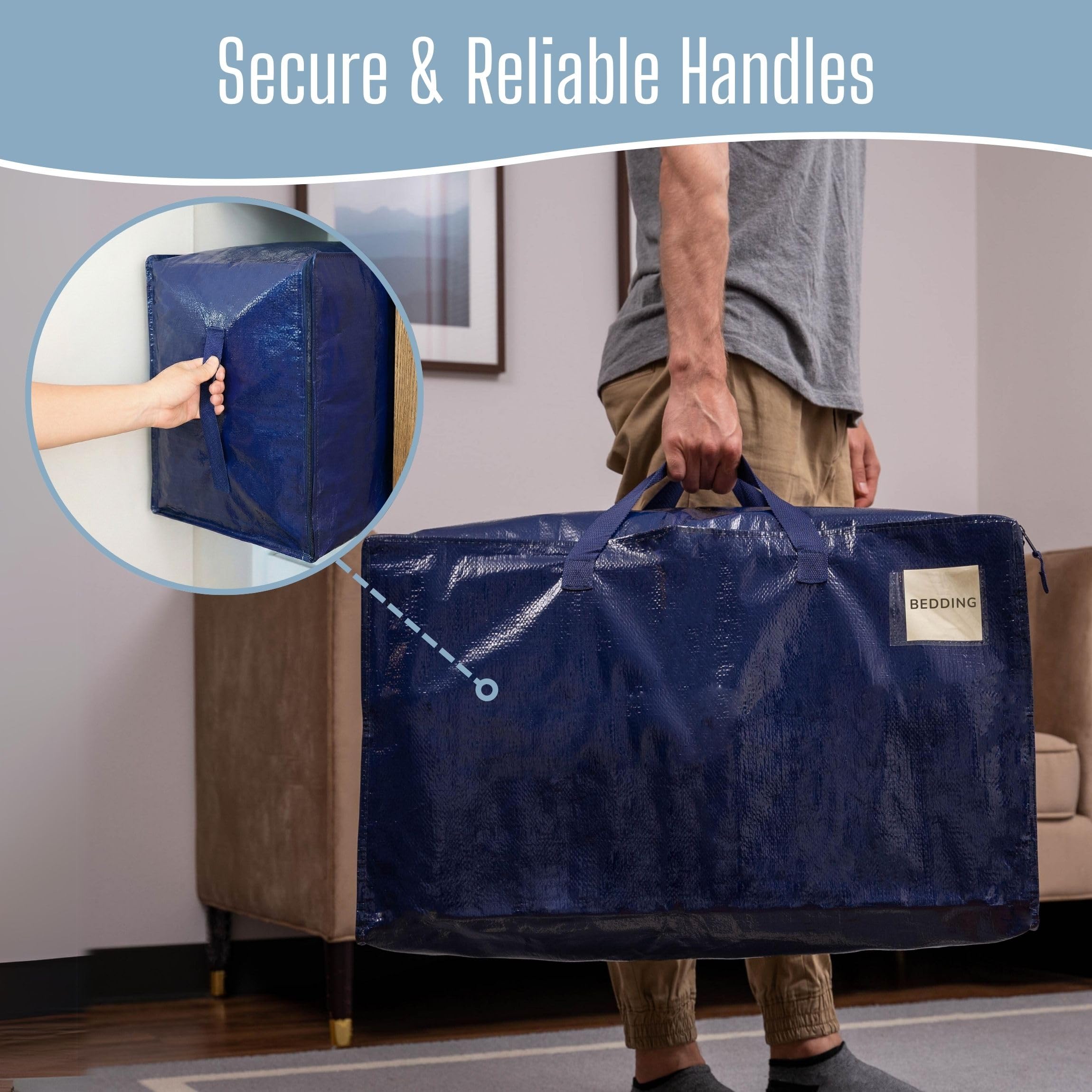 VENO bag filled with comforter and pillows showing large capacity benefit