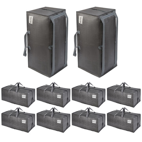 VENO front view of ten-pack heavy duty moving bags shows space-saving design