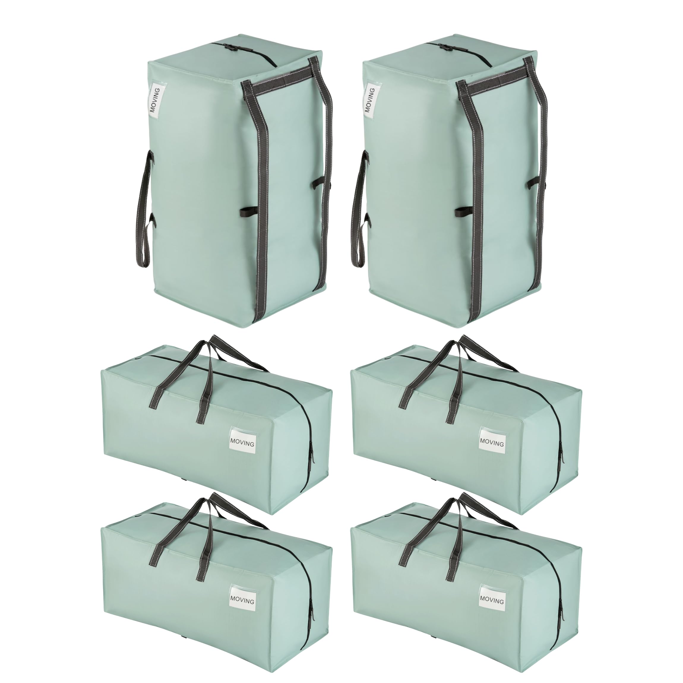 VENO front view showing six heavy duty moving bags and durable design benefit