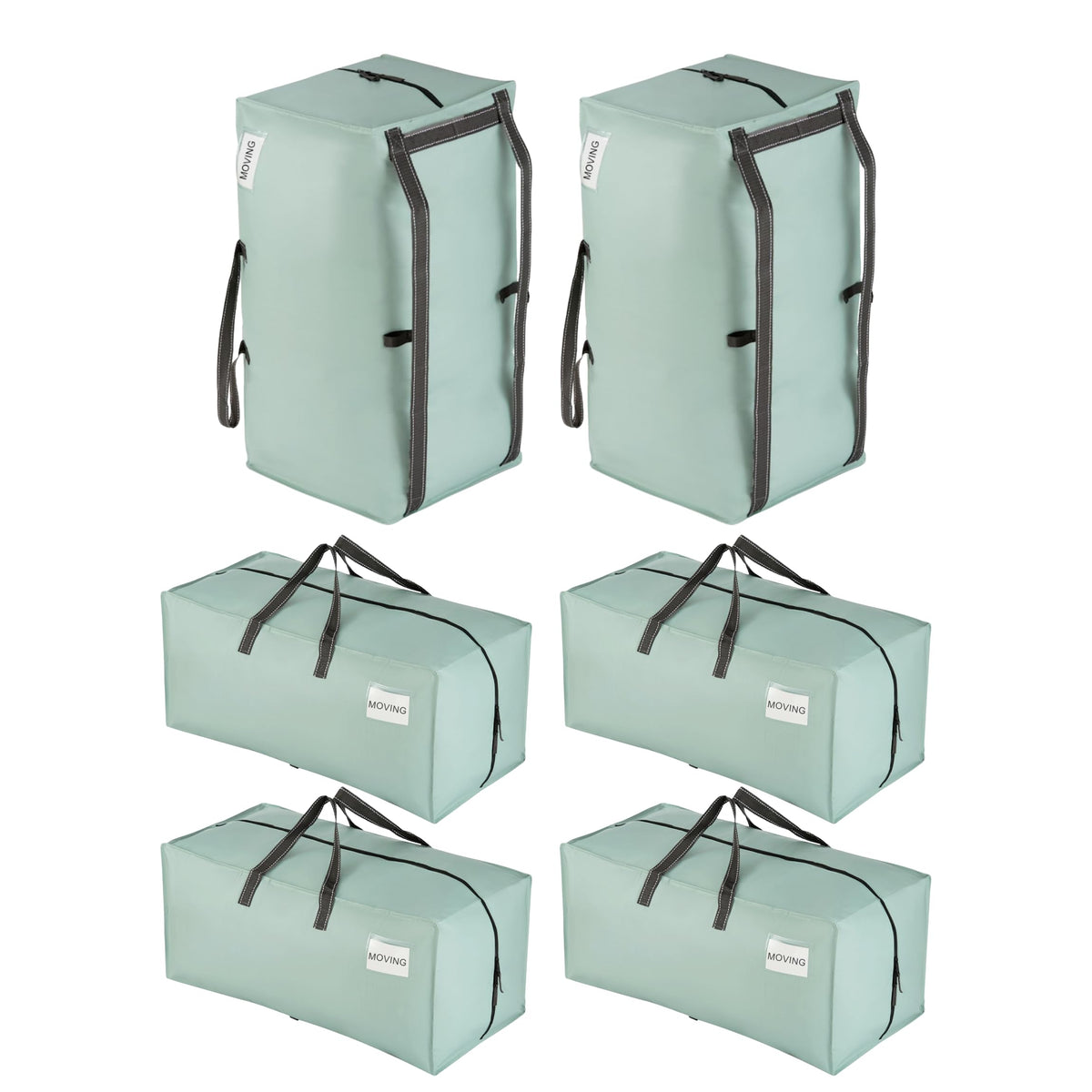 VENO front view showing six heavy duty moving bags and durable design benefit