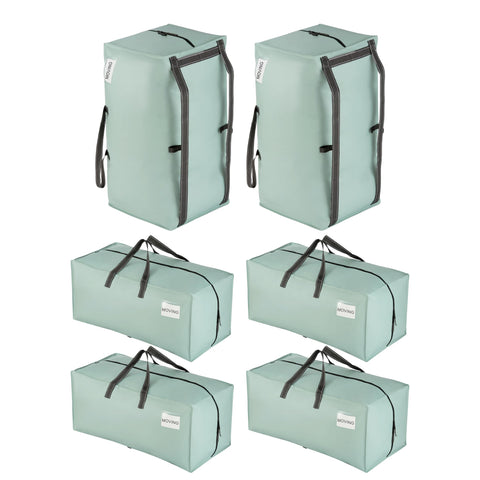 VENO front view showing six heavy duty moving bags and durable design benefit