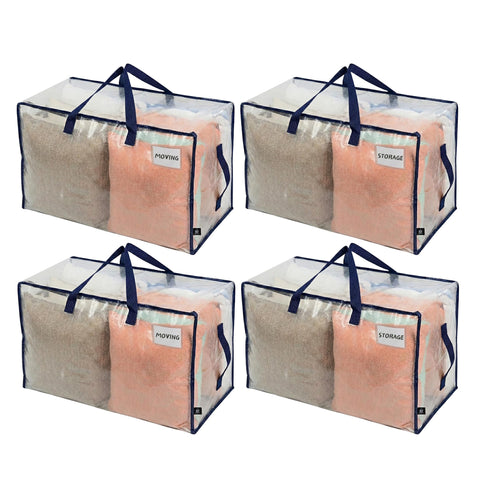 VENO front pack view showing four clear extra large moving bags for easy identification and organization