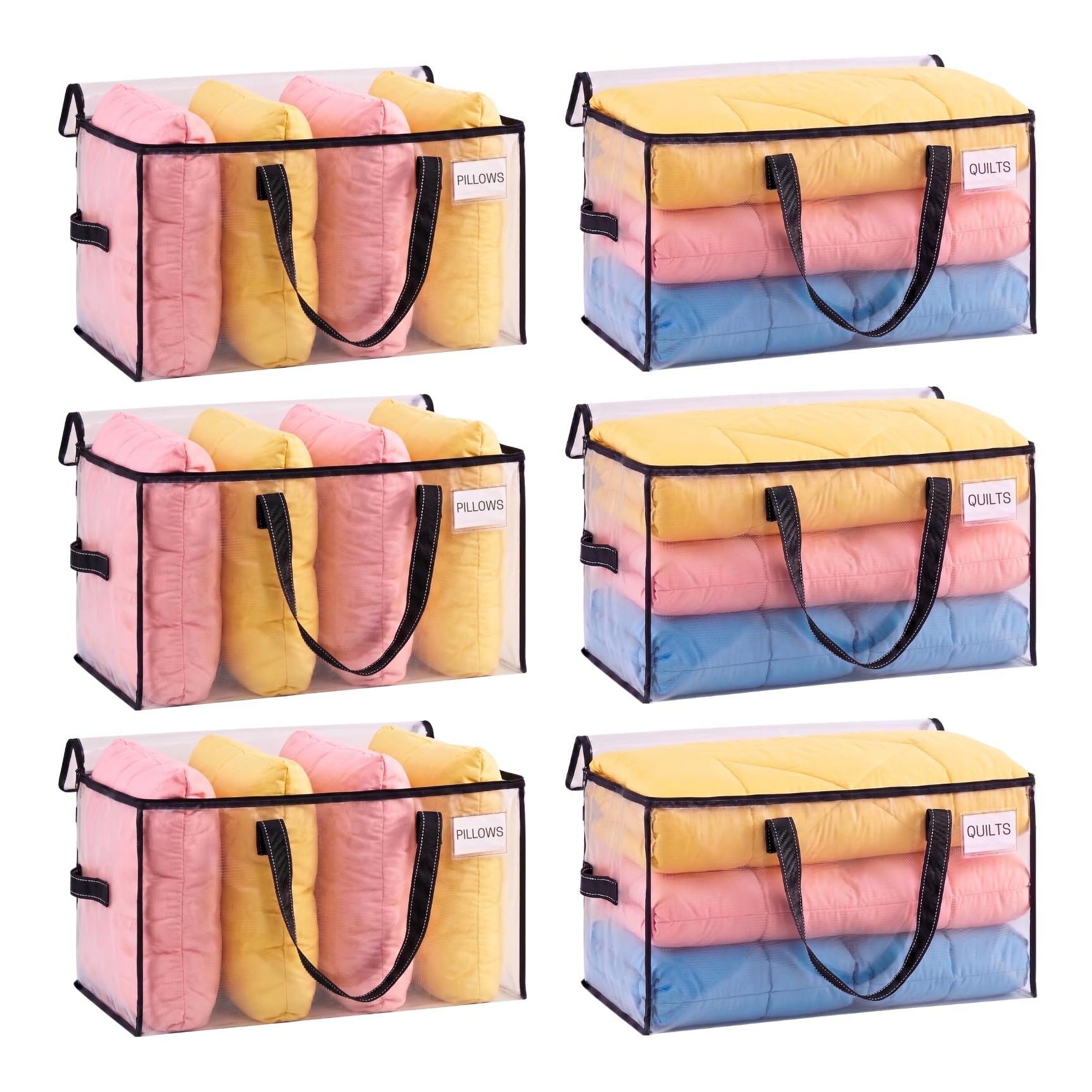VENO front view clear moving bag showing capacity and visibility benefit