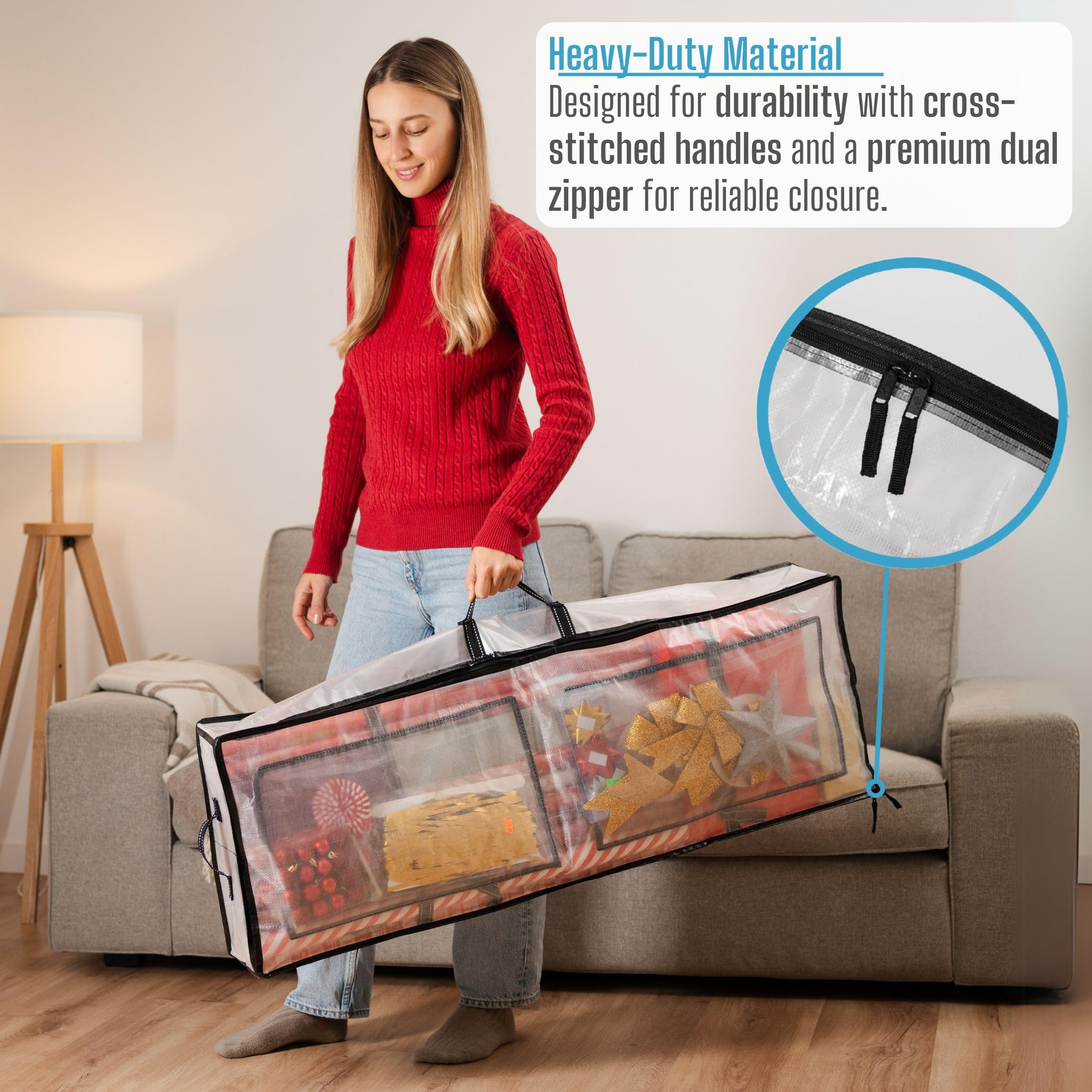 VENO organizer in living room closet showing tidy seasonal storage and easy access