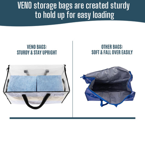VENO packed with bedding and pillows demonstrating large-volume storage benefit