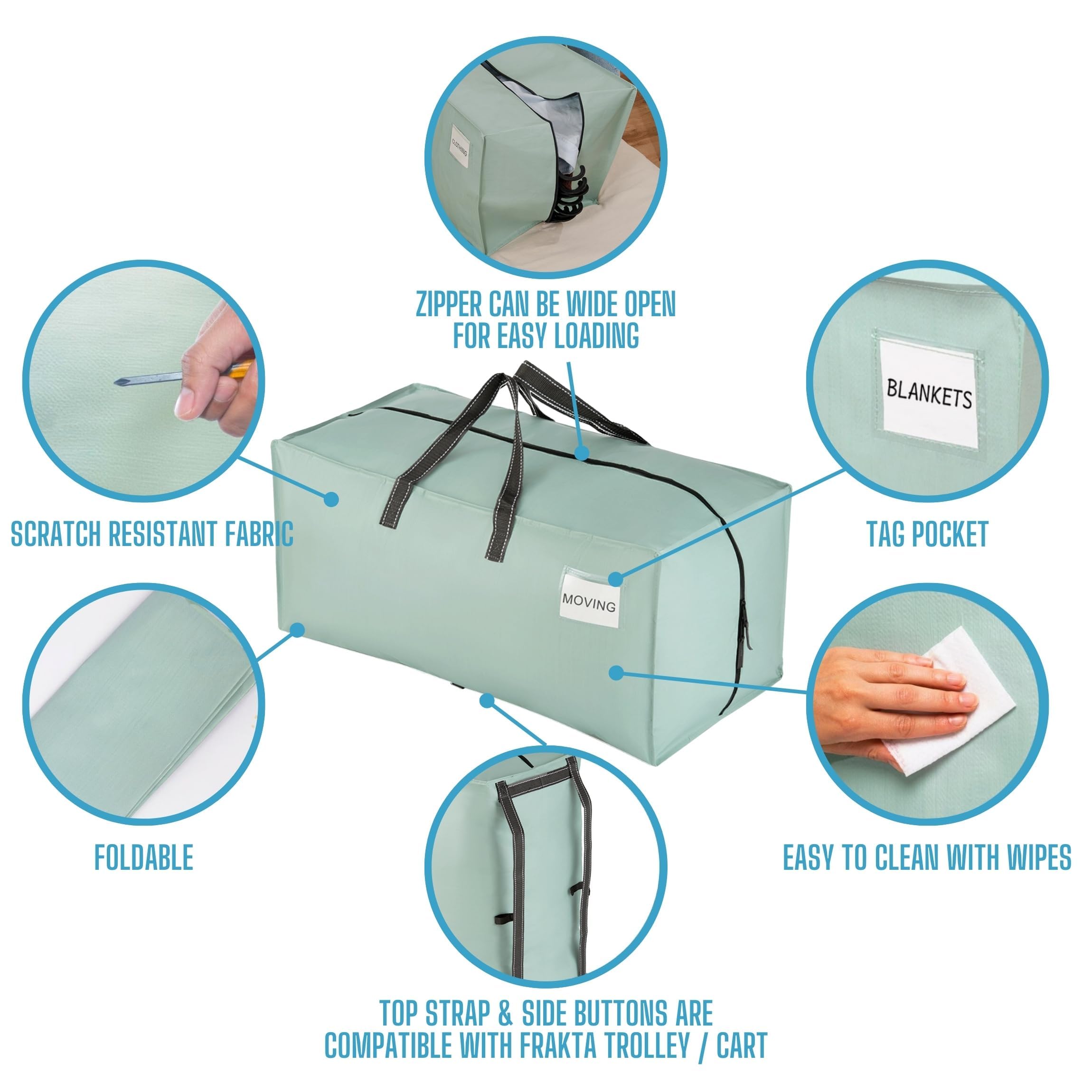 VENO bag next to a cardboard box showing size and stronger reusable moving alternative benefit