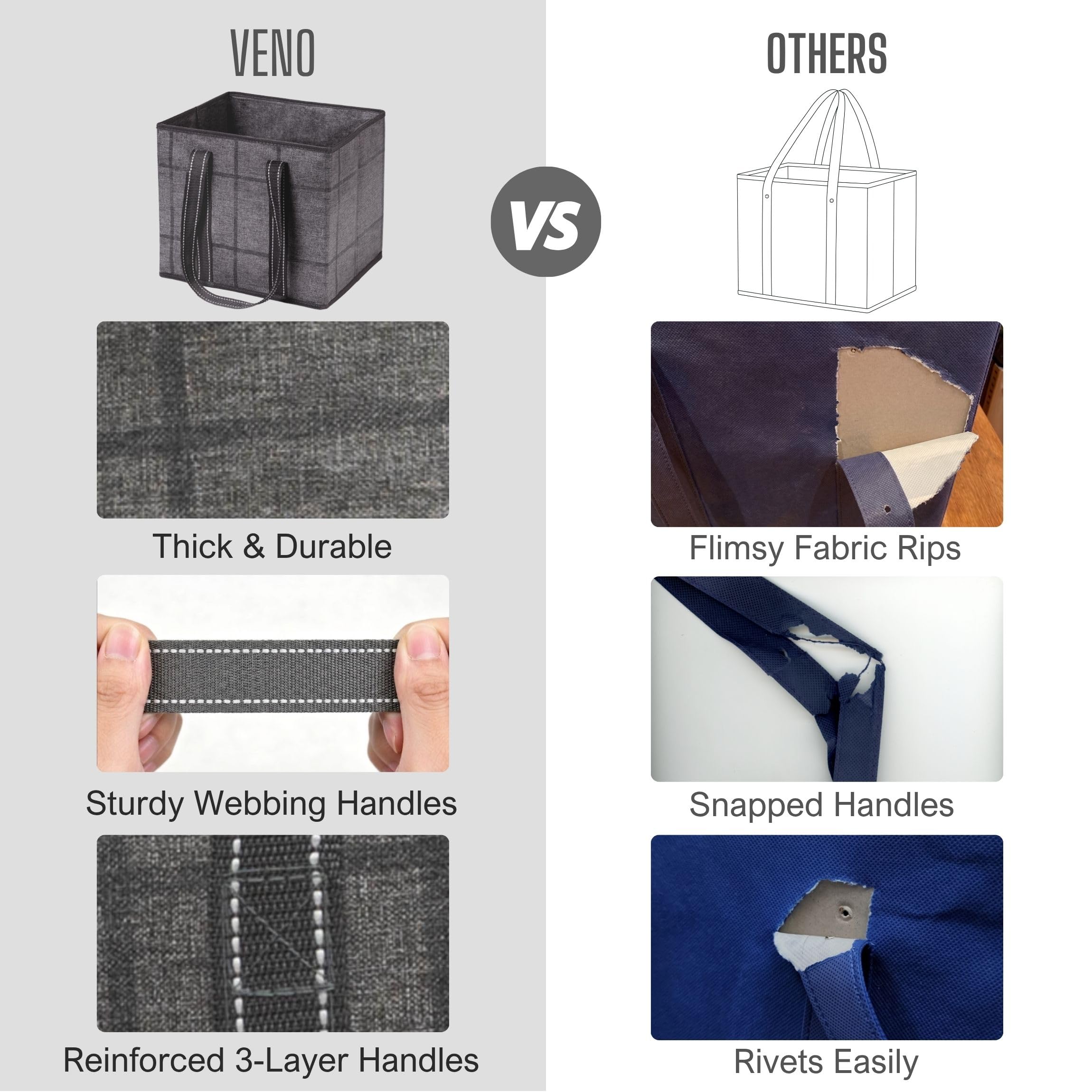 VENO tote next to grocery items illustrating real size and practical capacity