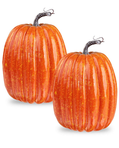 vensovo front view of two 8 inch pumpkins for instant fall decor