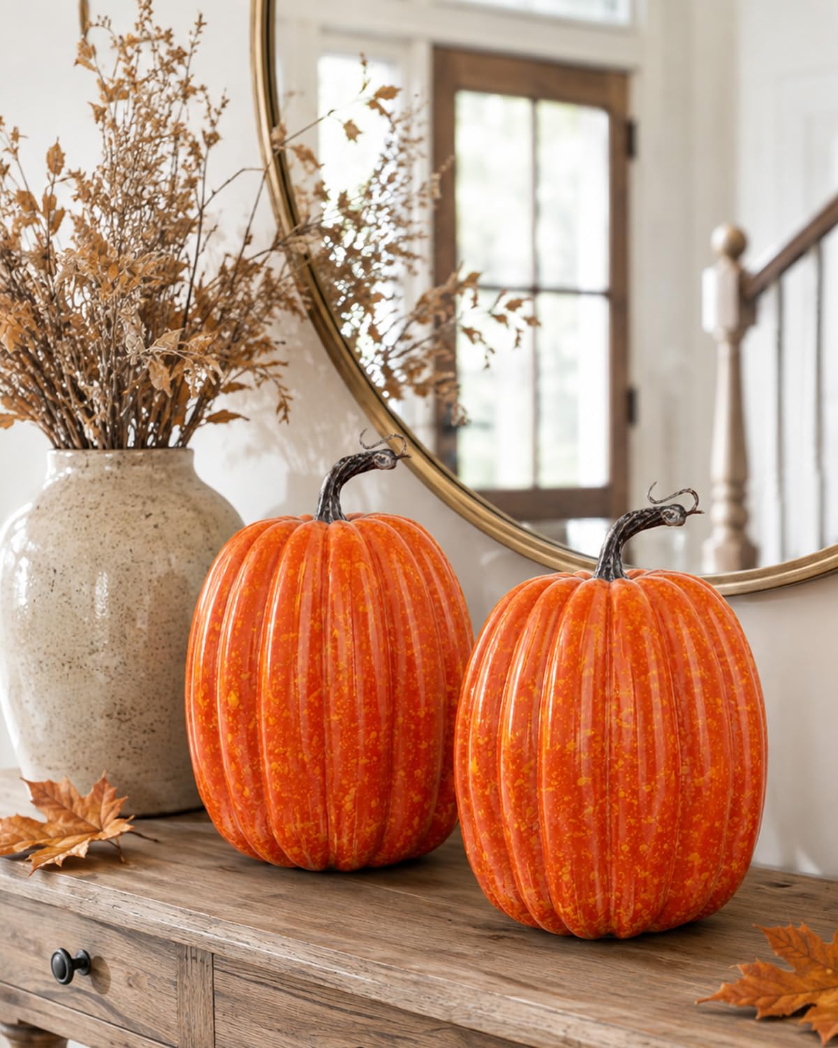 vensovo porch arrangement with pumpkins enhancing entryway appeal