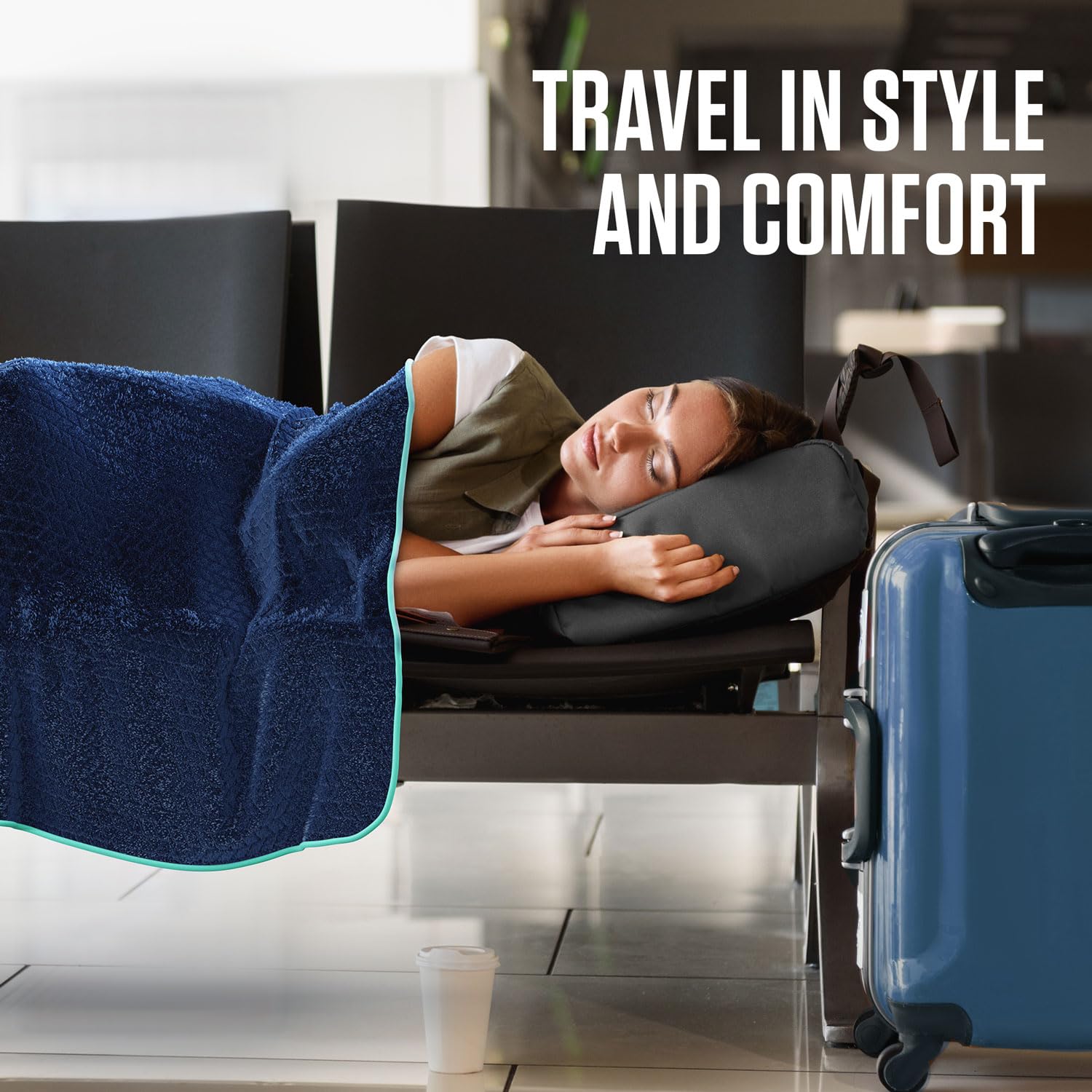 VENTURE 4TH travel sleeve open with blanket inside showing neat storage solution