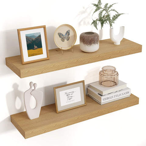 Venusmiles oak finish front view showing clean edges and twin shelves for stylish storage