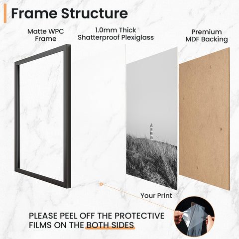 Venusmiles frames hanging showing vertical and horizontal mounting flexibility