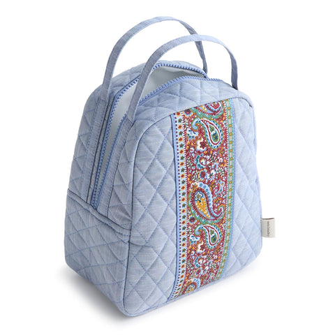Vera Bradley insulated interior lining detail for easy-clean and spill containment