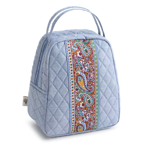 Vera Bradley close-up of zipper and 3-inch handle delivering secure carrying comfort
