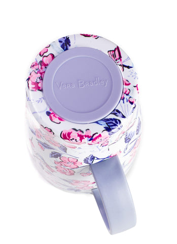 Vera Bradley handle and sliding lid visible for secure carrying and spill reduction