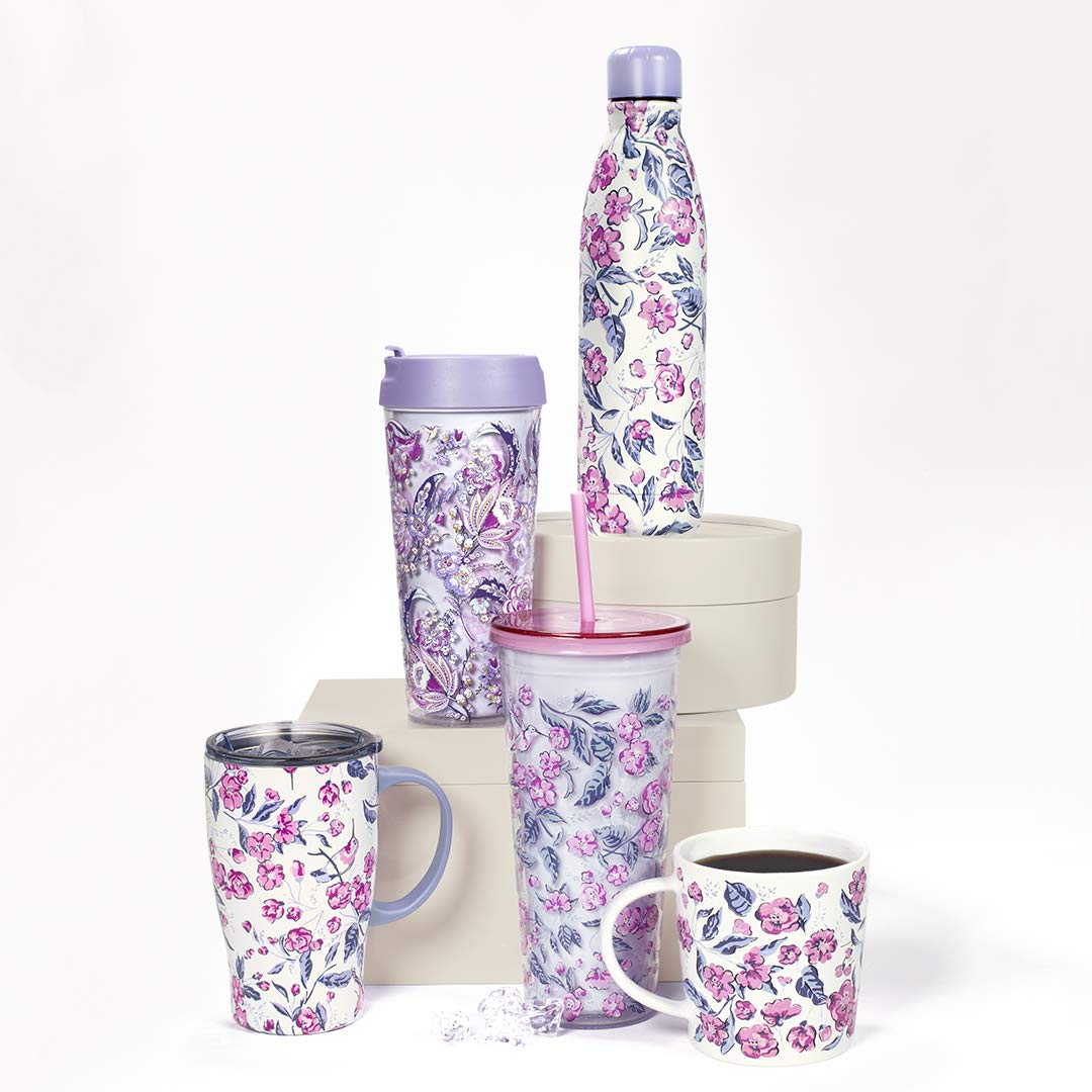 Vera Bradley wide mouth open to show easy cleaning and hand-wash friendly design