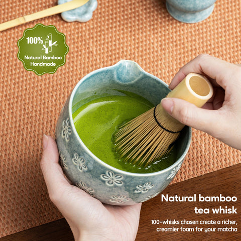 Veraelle matcha bowl pouring spout delivering drip-free serving advantage