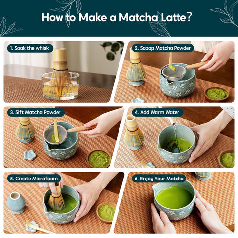 Veraelle matcha set staged in kitchen showing practical everyday ritual