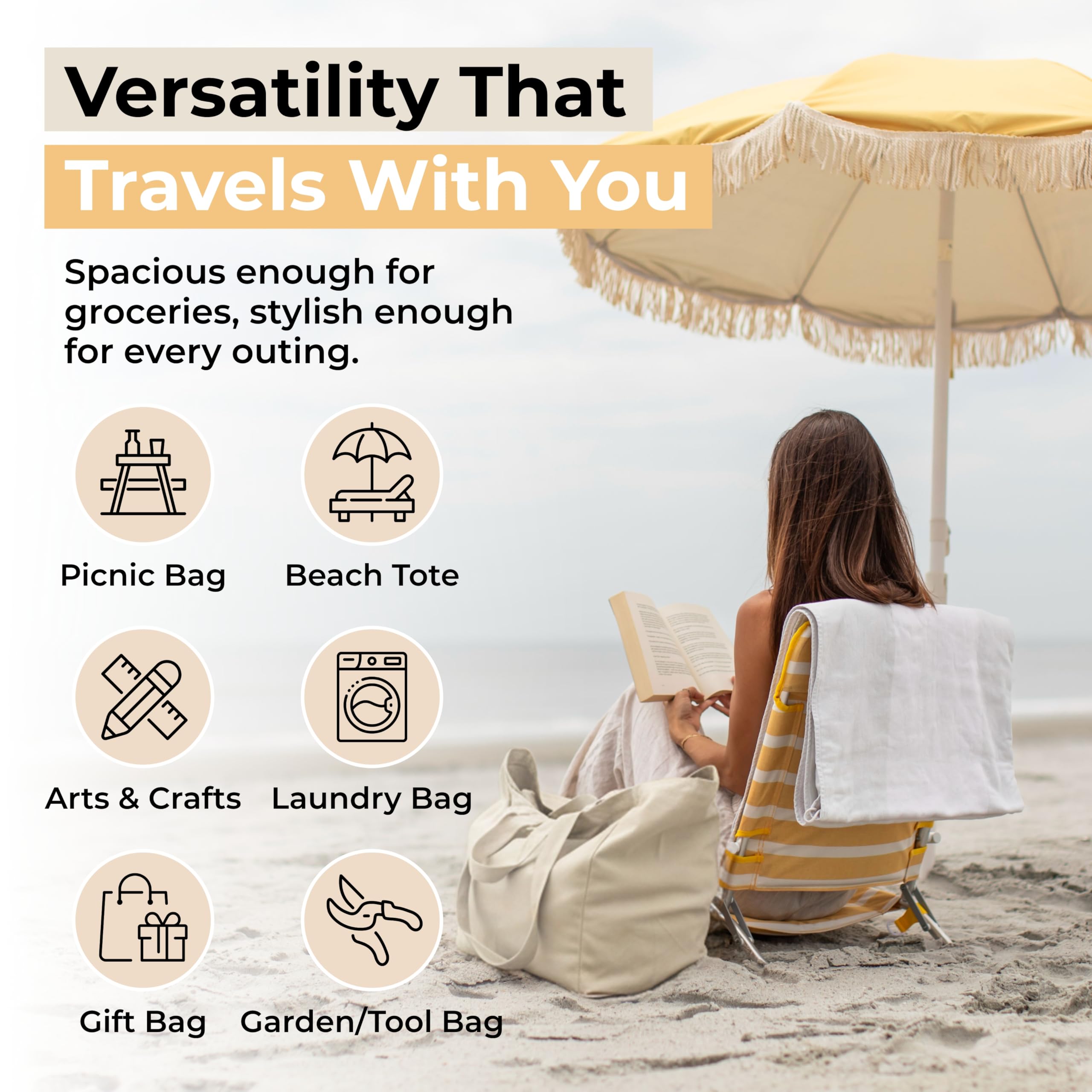 VeraMia bags packed with groceries demonstrating 80 lb capacity benefit
