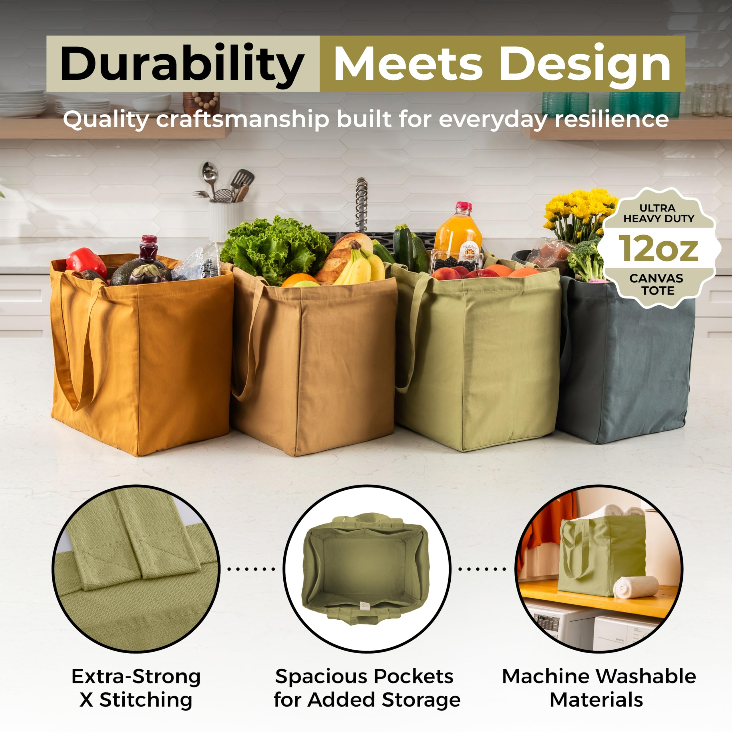 VeraMia folded flat canvas bag illustrating compact storage and easy portability