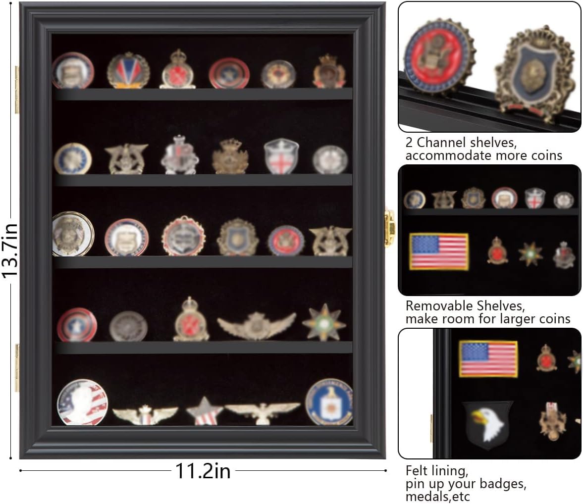 VERANI close-up of removable shelf grooves holding coins securely