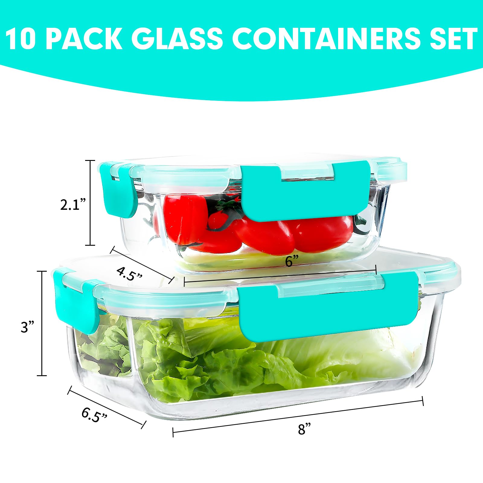 VERONES top view closed container with green lid demonstrating secure airtight seal for spill prevention