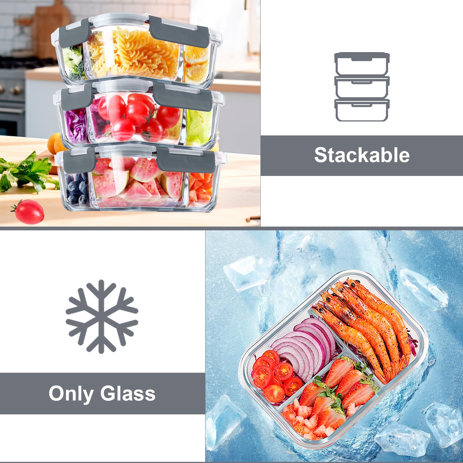 VERONES top view showing three compartments filled with balanced meal, portion-control benefit