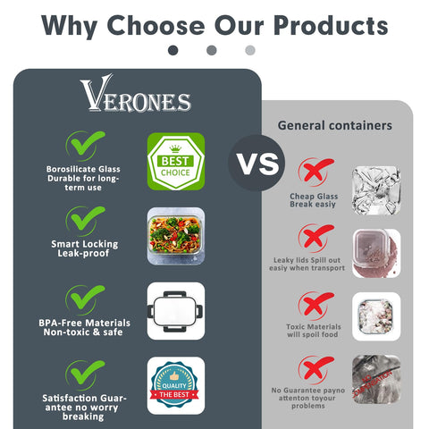 VERONES glass container in oven without lid showing safe reheating convenience