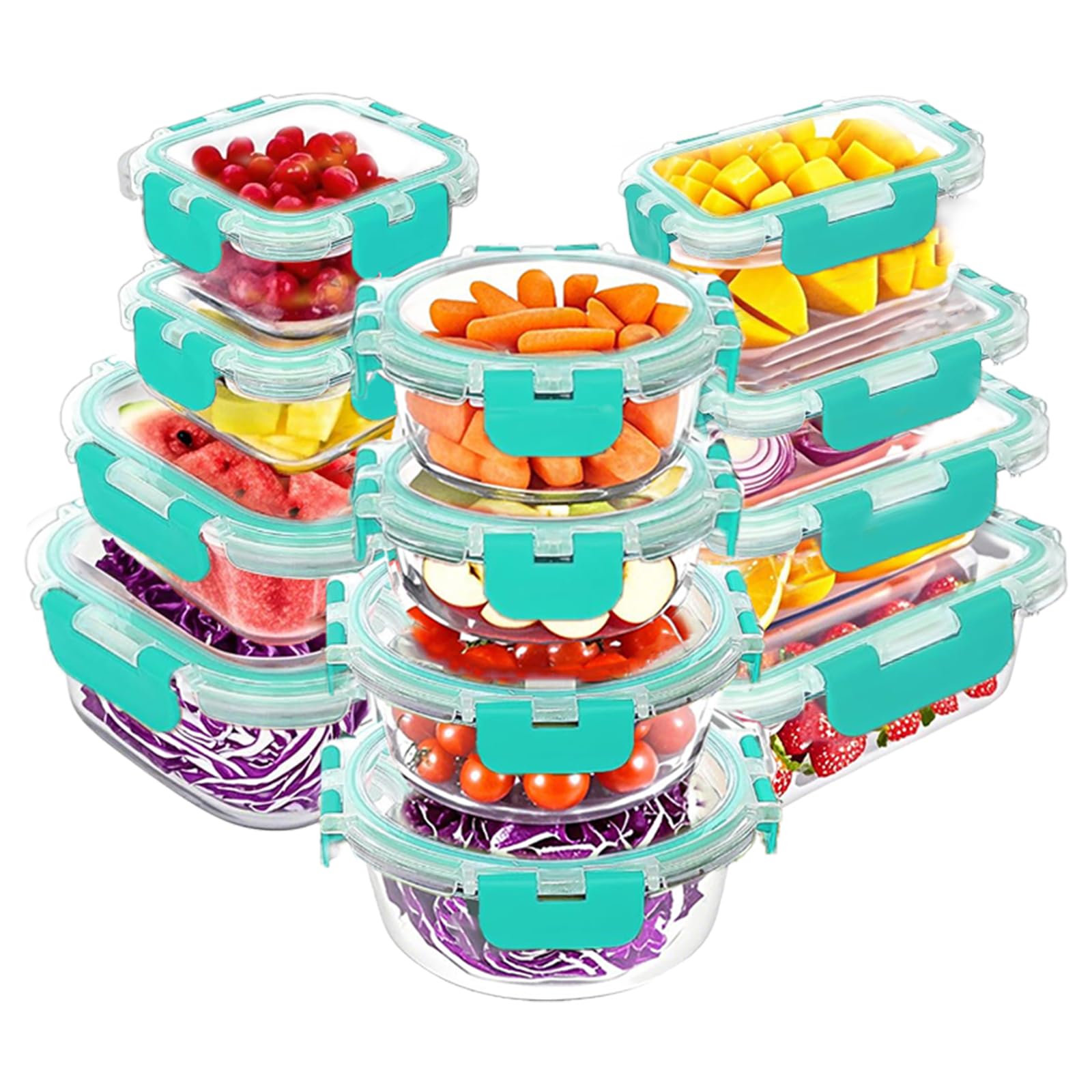 VERONES front view of 12-pack with green lids showing full set and benefit of variety