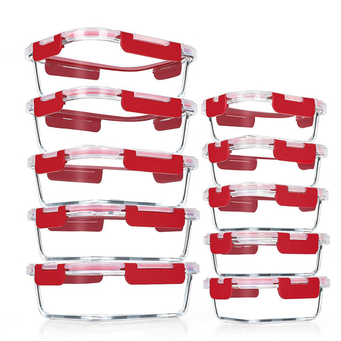 VERONES front view of 10 pack containers with red lids showing set benefits