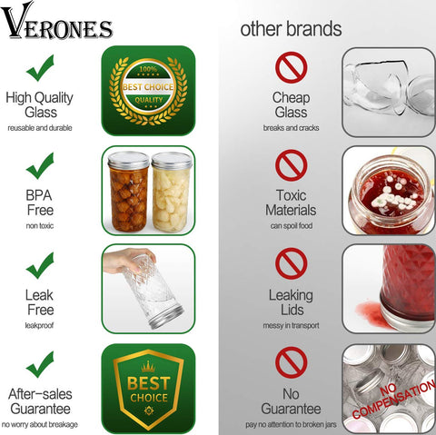 VERONES jars filled with preserves demonstrating clear visibility and home canning usefulness