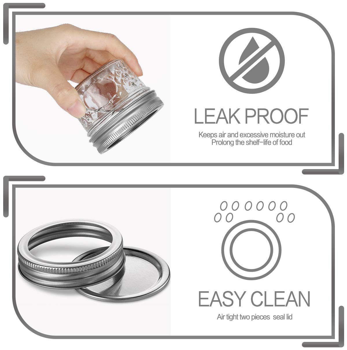 VERONES silver lid and band detail showing corrosion-resistant seal and reliability