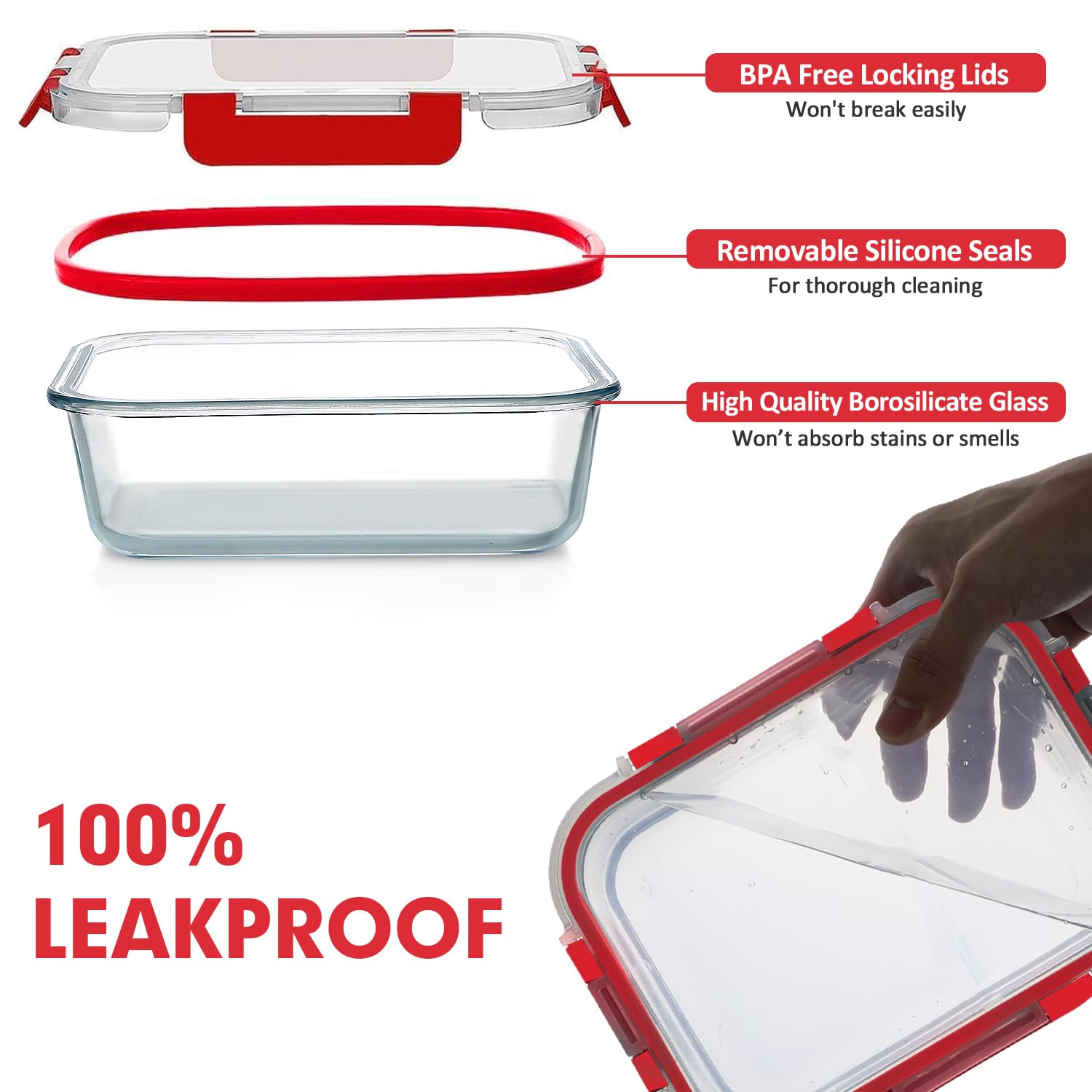 VERONES borosilicate glass in oven without lid showing safe reheating option