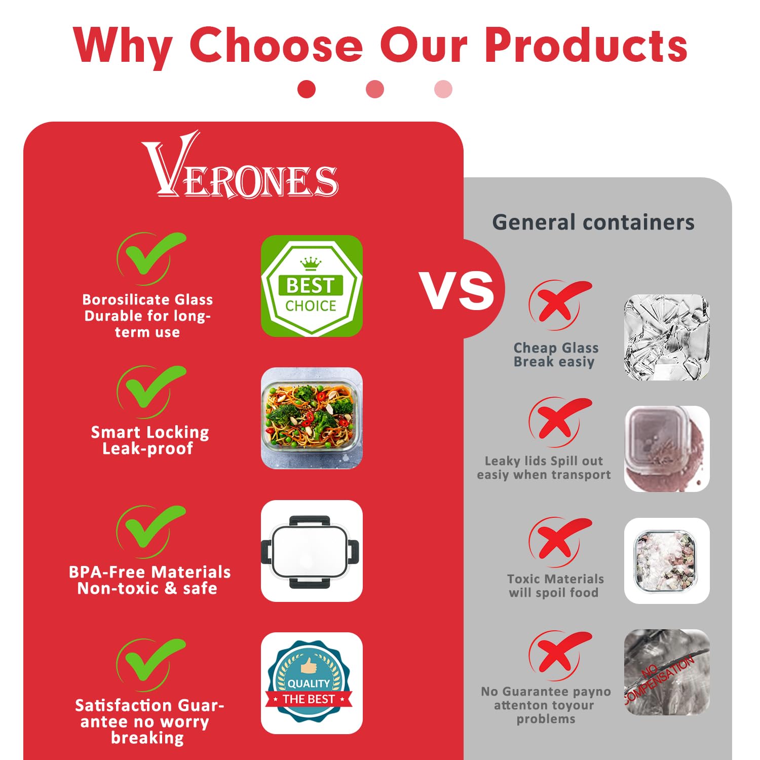 VERONES size scale with hand comparing container volumes for portion control