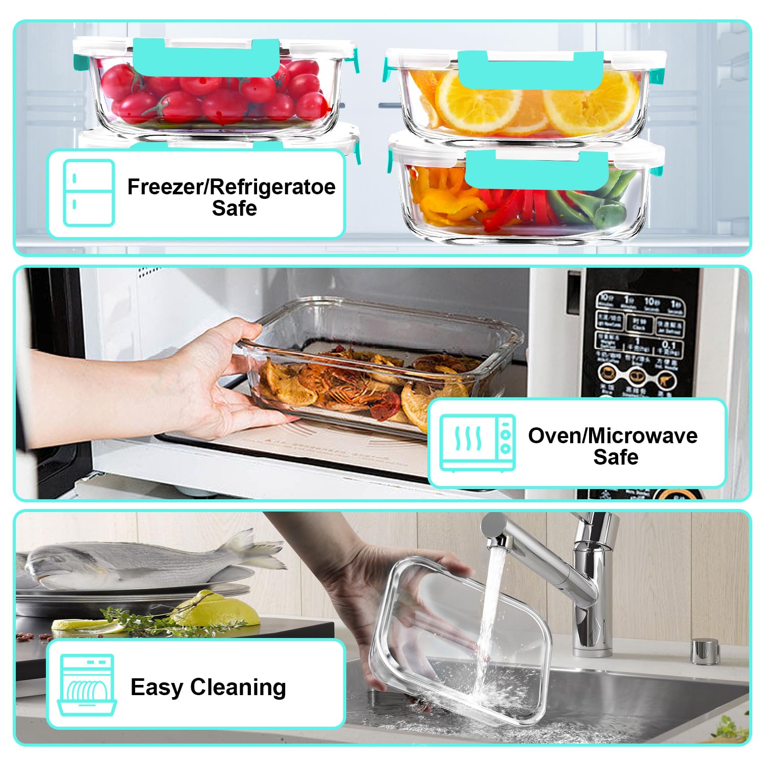 VERONES stacked containers saving cupboard space and organizing meals benefit