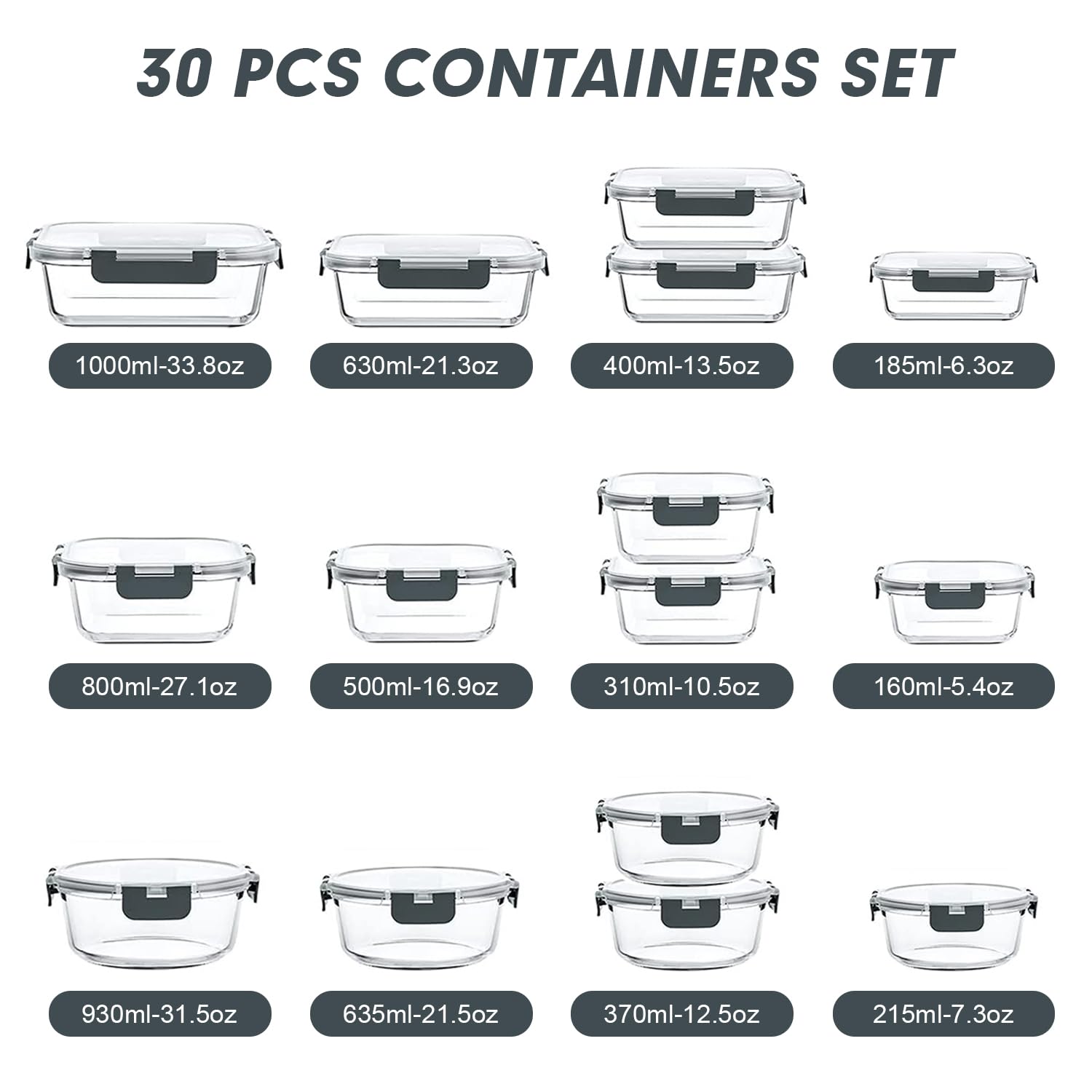 VERONES stacked containers of various sizes demonstrating compact storage and space saving